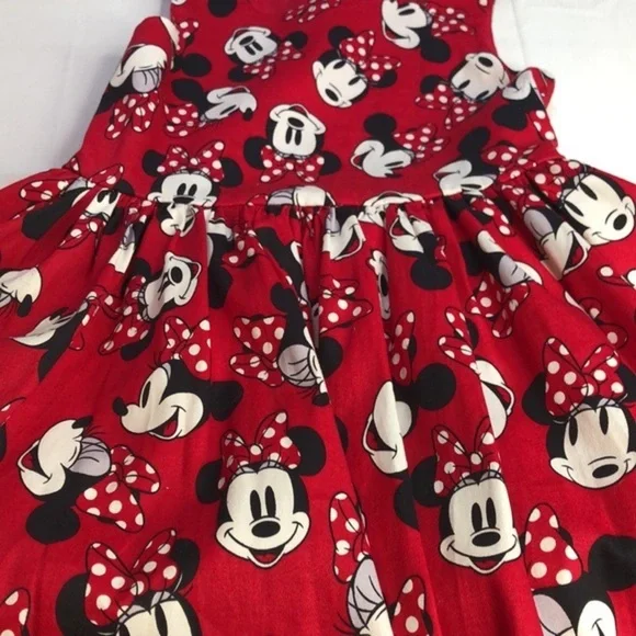 Disney Minnie Mouse All Over Print Red Party Holiday Fit & Flare Dress Girls 5/6 - Picture 15 of 16